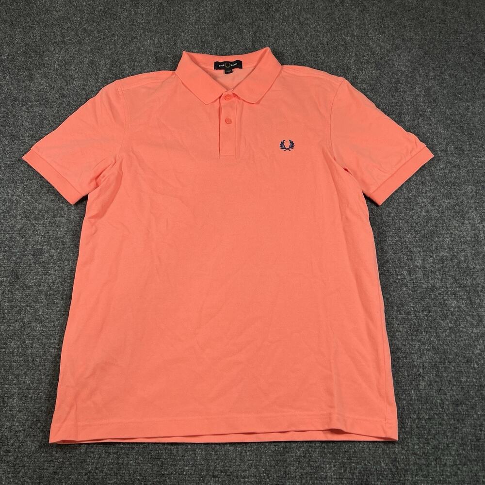 Fred Perry Polo Shirt Men’s Large Pink 100% Cotton Short Sleeve
